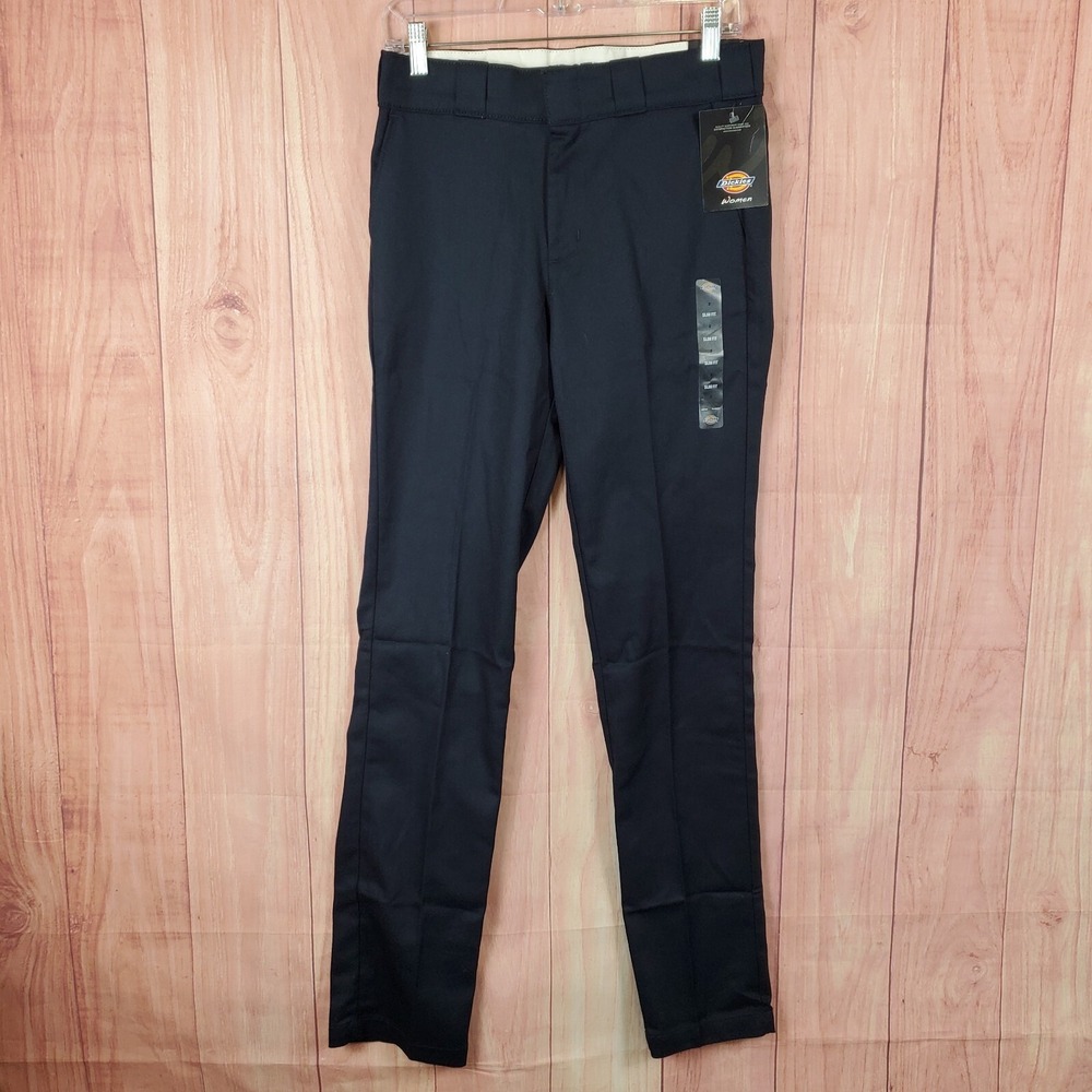 Dickies 776F Slim Fit Straight Chino Pants Womens Sz 2 Work Workwear Blue NEW